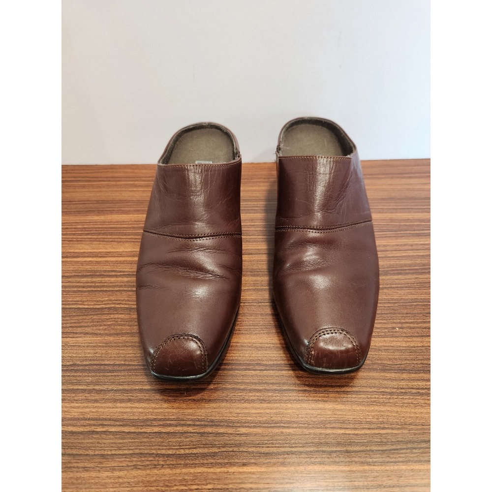 Munro‎ Heels Women's 6 M Brown Slip On Mules Shoes Faux Leather